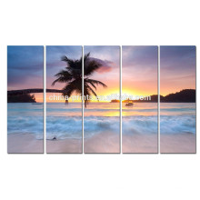 Salida del sol en el arte de la impresión de la lona del mar / de la playa de la palmera del verano Arte de la pared / del cartel de la playa para la sala de estar